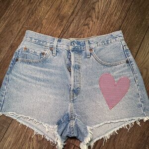 Levi's Blue Jean Shorts with Red Heart